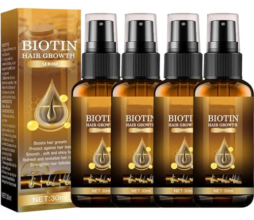 4 Stück Haarwachstum Spray, Biotin Haare Haarwachstum Beschleunigen, Luxusbiotin Haarwuchs Serum Biotin Hair Growth Serum Für Alle Haartypen Geeignet (30ml)