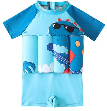 Badeanzug mit Schwimmhilfe Jungen Mädchen Schwimmanzug Kinder Jumpsuits Shark Cartoon-Druck Bademode-Sets Funktions Badeanzüge Mit Schwimmhilfe Trainingsanzug Unisex Bojenanzug