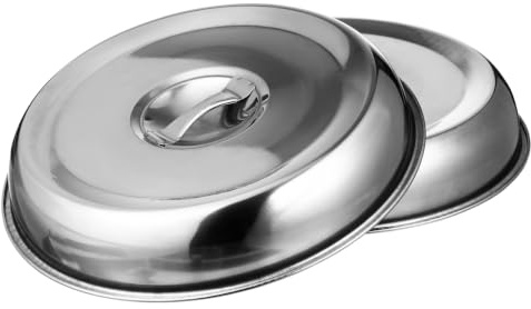 UKCOCO 2Pcs Stainless Steel Food Cover Dome: Heat Retention Food Plate Cover with Handle - Vegetable Dome Protective Cloche Griddle Accessories for Kitchen Cooking