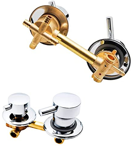 Solid Brass 3Way Shower Diverter Valve with Hot & Cold Water Mixer G1/2 Intubation Available in 9cm/10cm/12.5cm/14.5cm for Bathtub Faucet & Shower Cabin/Steam Room