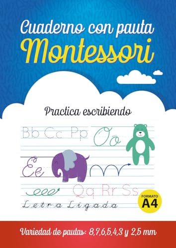 Cuaderno con pauta Montessori: Libreta pauta Montessori. Practica caligrafía con este cuaderno que se adapta a tu hijo.