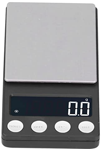 Digitale Miniwaage, Schmuckwaage, Taschenwaage, hochpräzises tragbares elektronisches Wiegen mit LCD-Display für Zuhause, Küche, Schmuck, Goldpulver, Schwarz, ABS-Edelstahl (500g/0.1g)