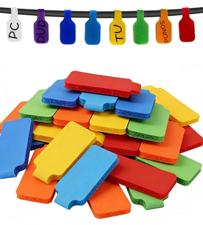 Donvuka 64 Stück Kabelbeschriftung Clip, Wiederverwendbare Nylon Kabeletiketten für Kennzeichnung, Kabelmanagement, Klassifizierung