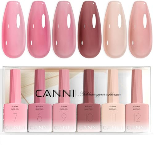 CANNI Smalto Gel Semipermanente Rubber Base Colore Gel Nail Polish Soak Off Manicure R2 | 6 Colore trasparente rosa viola marrone nudo Lunga tenuta Soak Off Gel Nail Polish Manicure