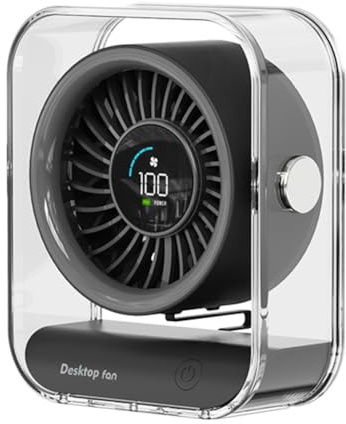 FACAIIO Ventilateur de bureau USB avec écran LED, débit d'air réglable à 100 vitesses, turbine silencieuse pour la maison et le bureau, 5 V 4,5 W, noir