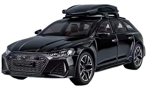 1/24 per Audi RS6 Avant Station Wagon Modello di auto in lega Veicoli giocattolo in metallo pressofuso Simulazione Suono e luce Batteria non inclusa(Black)