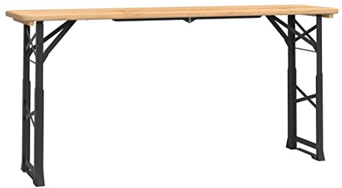 Nqyjm Mesa de comedor al aire libre, mesa de cerveza plegable 170x50x75/105 cm madera maciza de abeto para jardín, playa, balcón, terraza, camping