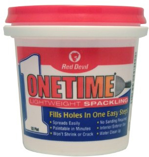 Red Devil 0542 ONETIME Lightweight Spackle Wall Repair, Spackling for Holes Drywall, 1/2 Pint, White, 8 Ounce, Made in USA (Pack of 12)