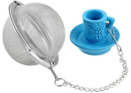 FACKELMANN Bola de té con Colgador de Taza, Plástico Acero Inoxidable, Azul
