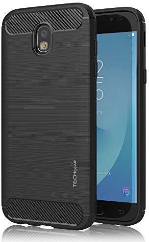 TECHGEAR [Stealth Case Hülle kompatibel mit Samsung Galaxy J5 2017 (SM-J530 Serie) - Weich Flexible schlagfeste TPU-Slim-Case-Hülle [Kohlenstofffaser Design] Ultra dünn Super Schutzhülle - Schwarz