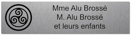 Targhetta incisa per nome e numero cassetta postale Triskel autoadesiva, 10 x 2,5 cm, personalizzata da 1 a 3 righe in alluminio spazzolato