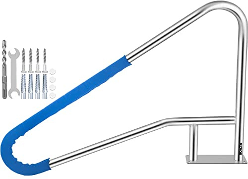 VEVOR Corrimano per Piscina in Acciaio Inox da 55x32 Pollici, Capacità 113kg per Piscina Scala Corrimano con Copertura dell'Impugnatura in Nylon da 4 Piedi, Maniglione per Piscina Spa Parco Acquatico