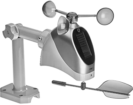 TFA Dostmann Ersatz-Windsender, 30.3251.10, mit Solar, für Funk-Wetterstation 35.1161.01, mit Windgeschwindigkeit und Windrichtung, silber