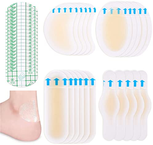 Cerotti Vesciche 40 Pz Idrocolloidali Tallone e Piede, Protezione Pelle Pressione Attrito, Scarpe Sport Dolore