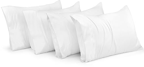 Utopia Bedding - Microfibra cepillada Suave - 100% poliéster - Funda de Almohada de 40 x 80 cm - Juego de 4 - Fundas de Almohada Resistentes al Encogimiento y a la decoloración - Blanco