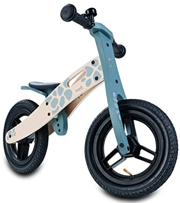 hauck Kinder Laufrad Balance N Ride ab 2 Jahre bis 20 kg, Holz Laufrad, Sattel Höhenverstellbar, Rutschrad mit 12 Zoll Lufträder, Klingel, Tragegriff, ohne Pedal (Turtle)