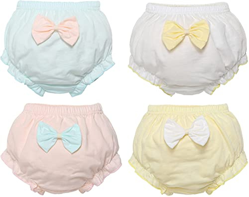 Baby Girls Boys 4 Pack Cotton Cute Bloomer Shorts Loose Harem Soft Diaper Covers Breathable Potty Training Pants 6-12 Months
