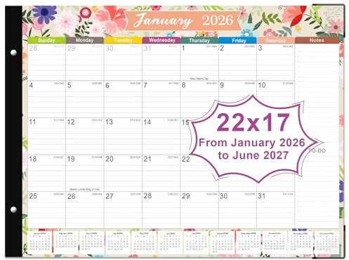 Desk Calendar 2026-2027 - 22 x 17 Large Desk calendar - 18 Mouths From January 2026 to June 2027, Desktop Calendar 2026 for Planning and Organizing Office or Home