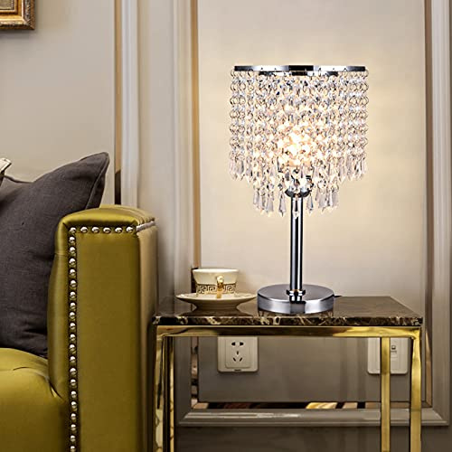 XUEMANSHOP Kristall Tischlampe E27, 220 V Schlafzimmer Tischleuchte Für Schlafzimmer Wohnzimmer Esszimmer Zylindrisch Form Golden