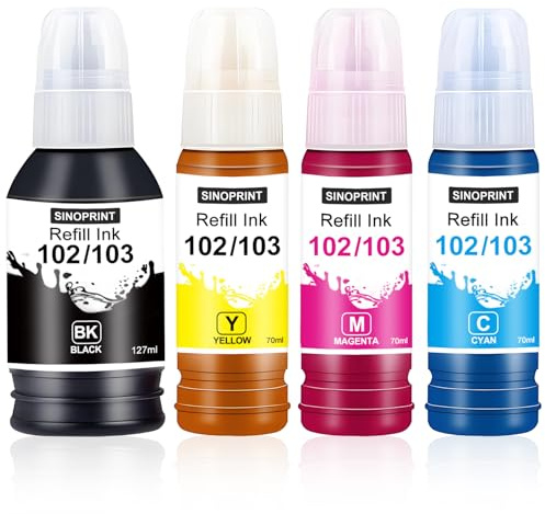 SINOPRINT 104 Tinte Kompatibel mit Epson 104 Tintenpatronen Nachfülltinte | für ET-1810 ET-2810 ET-2820 ET-2870 ET-2814 ET-2815 ET-2825 ET-2826 ET-2830 ET-2840 ET-2862 ET-2870 ET-2876 ET-4800 ET-4810