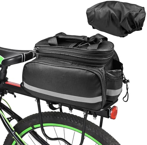 HomePekite Fahrradtaschen für Gepäckträger, 10-27L Multifunktionale Fahrradtasche Hinter Gepäckträgertasche Wasserdicht Rücksitztasche mit Regenschutz Reflektierend, Faltbare Seitentaschen.