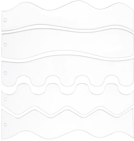 DELORIGIN 5Styles Acryl Quiltvorlagen 5 Stück Transparente DIY Patchwork Näharbeiten. Wellen Lineal Quilt Vorlagen Für Maschinennähen Patchwork Spleißen