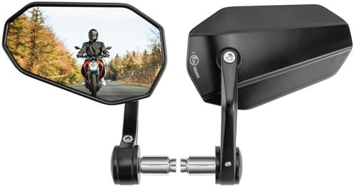 NIGOOLATA Motorcycle Rearview Mirrors Handlebar Rear View Bar End Mirrors for Motorcycles 360° Rotatable with E-MARK 2 Pack