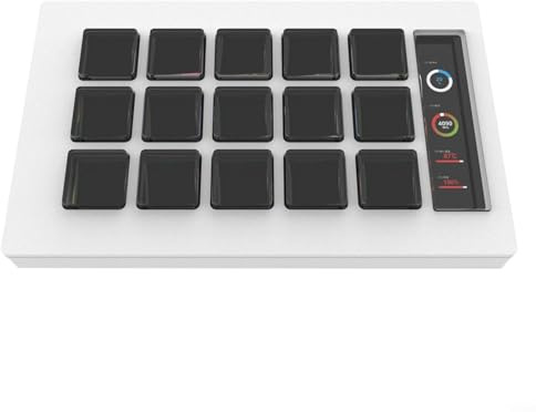 BlissfulAbode For Visual Keyboard 15 LCD Buttons Customizable For Content Creators Multi-Platform Compatible(White)