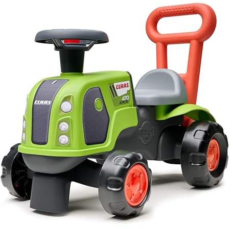 Falk - Porteur Tracteur Claas avec Barre Ergonomique d'aide à la Marche - Dès 12 Mois - 90% de Plastique recyclé - Fabriqué en France - 312, Vert