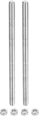 QUARKZMAN 2 Stück Gewindestangen M14 x 250mm mit 4 Sechskantmuttern Set | Gewindestab Edelstahl Voll Gewindestange Gewindestift für Möbeln Maschinen Befestigungssatz
