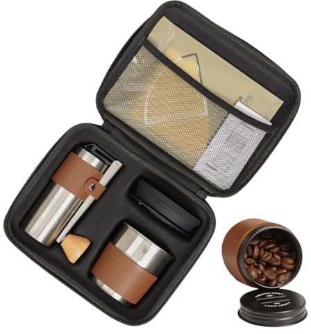 Pavsicgn Set Caffè da Campeggio | Macchina per Caffè a Goccia | Macinacaffè Integrato, Ideale per Escursionismo, Trekking e Attività All'aperto con Accessori Compatti