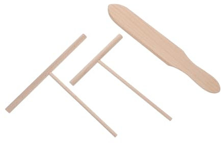 HEALLILY 3pezzi Utensili Per Crepes in Legno Spatola e Stendi Impasto t Ergonomici Per Crepes e Pancake Manico Confortevole Per Cucina Domestica