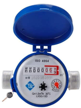 Fegtrtyoa Medidor de Agua con Accesorios, Profesional, Contador de Aguja Giratoria, para Herramientas de Medición Residenciales y Comerciales.