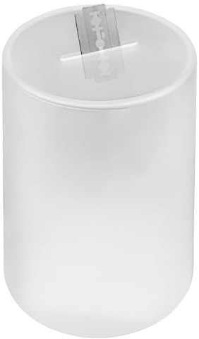 Acrylic Razor Blade Disposal Container for Safety Razor Blade, Detachable Safe Blade Bank for Used Leaf Razor, Large Capacity Razor Iron Disposal Case (Frosted)