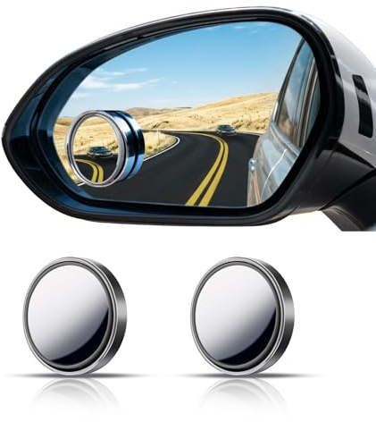 WildAuto Runde Toter Winkel Spiegel, 2 Stk HD-Glas 360° Verstellbar, Konvexe Zusatzspiegel für Außenspiegel, Universell für Auto, SUV, Transporter (Siliver)