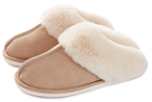 Misolin Womens Slippers With Memory Foam Fluffy Slip-on Winter House Shoes