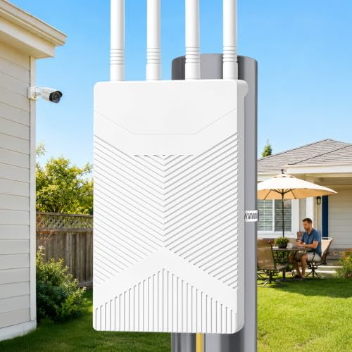 Repeteur WiFi Outdoor, 1200Mbps Répéteur WiFi Extérieur avec Gigabit LAN | IP65 Étanché, Double Bande 5GHz & 2GHz Outdoor Wireless Point d'accès pour Jardin Piscine Parking