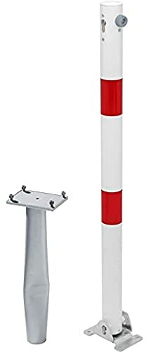Alberts 780876 Absperrpfosten Klappy-Bo | wahlweise in verschiedenen Ausführungen | zum Einbetonieren, umlegbar | weiß | Pfosten-Ø 60 mm | Höhe über Boden 100 cm