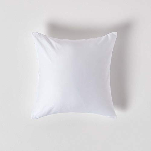 HOMESCAPES Bio-Kissenbezug 40x40cm weiß aus 100% Bio-Baumwolle, Satin-Kissenhülle mit Reißverschluss