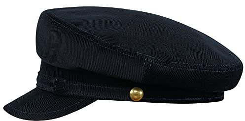 Sterkowski Lennon Mütze | 100% Baumwollkord Breton-Stil Mütze für Herren und Frauen | schiebermütze Herren schirmmütze Damen sommermütze Herren Cap Damen Sommer caps männer 61 cm Marineblau