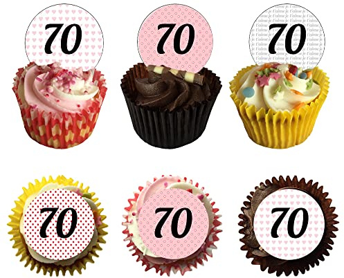 Fancy Pants Party Store Pre Cut Birthday Cupcake Toppers 70th Edible Rice Wafer Card Icing Sheet Teenager Cake Vintage VEX