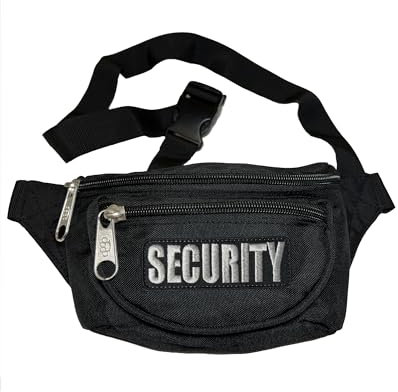 Bauchtasche Security Gürteltasche mit 3 Fächern und abnehmbaren Patch in schwarz