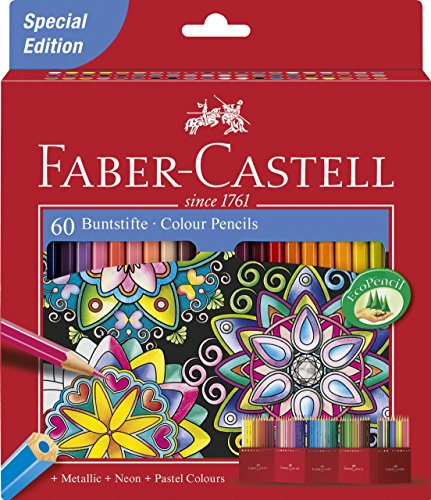 Faber-Castell 111260 - Farbstifte CASTLE Hexagonal, 60er Kartonetui Special Edition (60, Buntstifte)