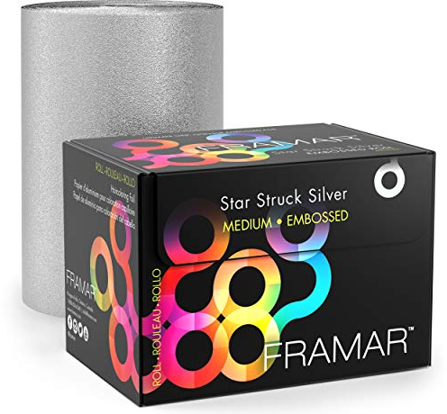 Framar Silver Embossed Roll Hair Foil, Hair Foils for Highlighting, Foils for Highlights, Hairdressing Foil for Hair Highlights, Highlighting Foil, Framar Foil Sheets, Hair Foils for Colouring – 320ft