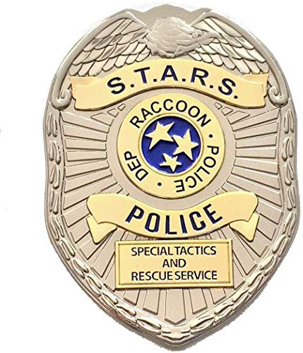 Super6props - Resident Evil 2 S.T.A.R.S. - Placa de metal con alfiler para disfraz de policía de Raccoon City - Medidas 75 x 55 mm