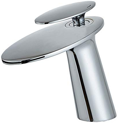 Wovier Chrom Waschbecken Wasserhahn mit Zulaufschlauch, einzigartiges Design Einhand-Einloch-Waschtischarmatur, Waschtischmischbatterie Commercial