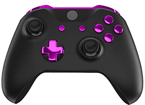 eXtremeRate LB RB LT RT Bumpers Triggers D-Pad ABXY Start Back Sync Buttons, Chrome Purple Full Set Buttons Repair Kits with Tools for Xbox One S & Xbox One X Controller (Model 1708)