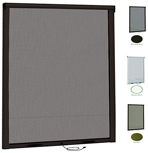 Zanzariere A Rullo Per Porta Finestre Kit Zanzariera Avvolgibile Riducibile E regolabile In Alluminio Verniciato Fai Da Te Istruzioni e Accessori Inclusi (80X170 cassonetto 3 cm, Marrone)