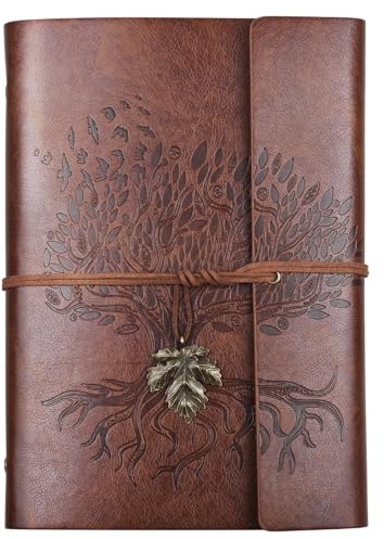 Billtigif PU Leather Journal Notebook, Refillable Travel Vintage Writing Journals Diary, Gifts for Women, Men, Teen Girls and Boys, 100GSM Lined Paper,160 Pages(Brown, A5 9.2 x 6.5)