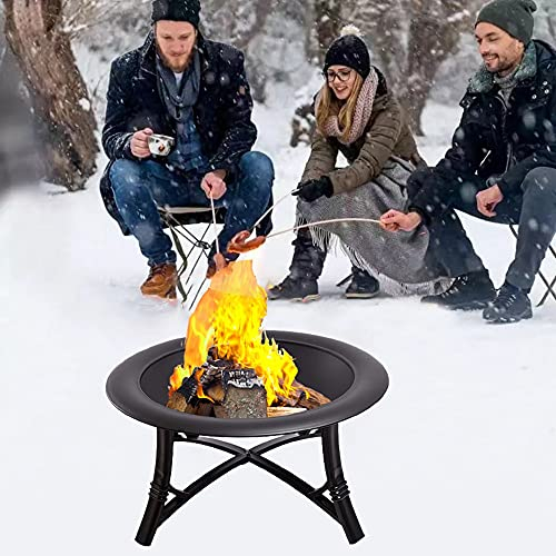 BDXZJ Pozzo per La Legna, Braciere per Barbecue, Grande Braciere per Esterno Rotondo da 26 Pollici con Copertura per Parascintille per Campeggio, Riscaldamento All'aperto, Falò E Picnic 66cm